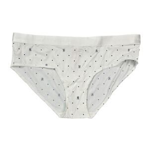 Victoria's Secret Panties Womens XL White Polka Dot Brief Logo Waist Stretch NEW